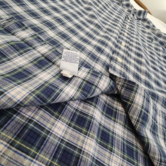 Ralph Lauren Flannel Shirt Men's 2XLT Button Down Classic Fit Green Plaid EUC LN - Picture 3 of 16